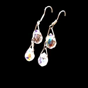 Dazzling Silver Crystal Dangle Earrings